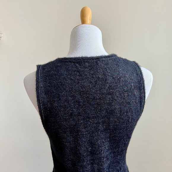 NEW ZARA Woman Midi Black Metallic Fuzzy Knit Cozy Sweater Dress Medium - Picture 11 of 14